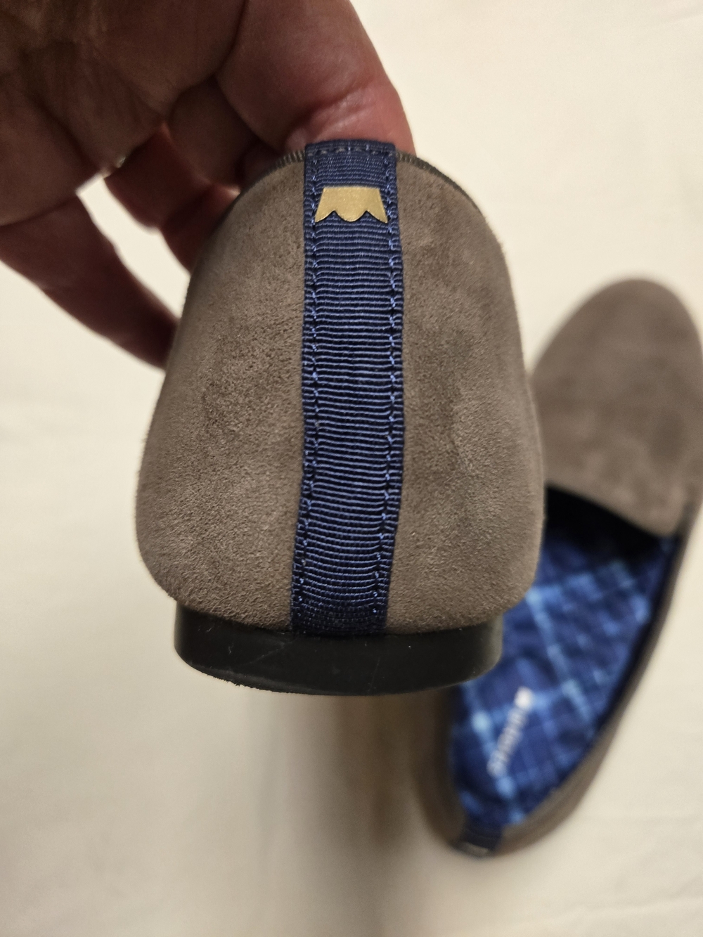 Birdies  Suede Slip-Ons with Blue Plaid Insole - Picture 4 of 12